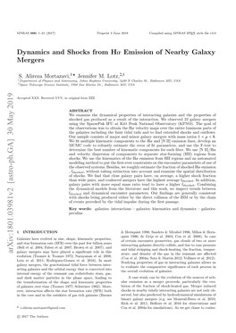 Dynamics and Shocks from H $\Alpha $ Emission of Nearby Galaxy Mergers