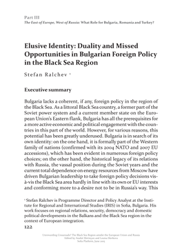 Elusive Identity: Duality and Missed Opportunities in Bulgarian Foreign Policy in the Black Sea Region