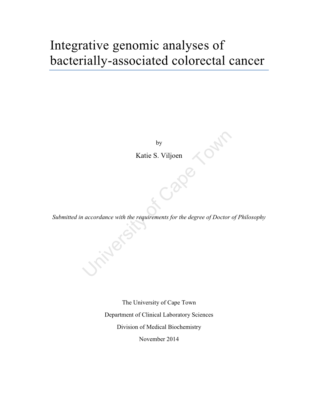 Integrative Genomic Analyses of Bacterially-Associated Colorectal Cancer
