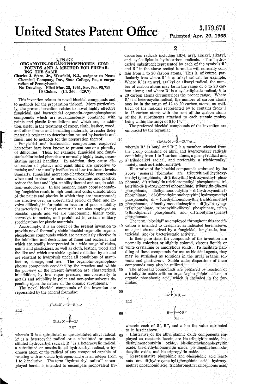 United States Patent Office Patented Apr