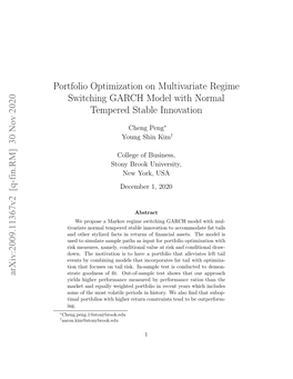 Portfolio Optimization on Multivariate Regime Switching GARCH Model with Normal Tempered Stable Innovation Arxiv:2009.11367V2 [