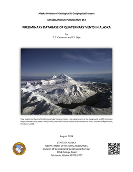 Preliminary Database of Quaternary Vents in Alaska