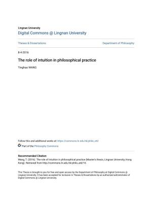 The Role of Intuition in Philosophical Practice