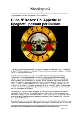 Guns N' Roses: Del Appetite Al Spaghetti, Passant Per Illusion