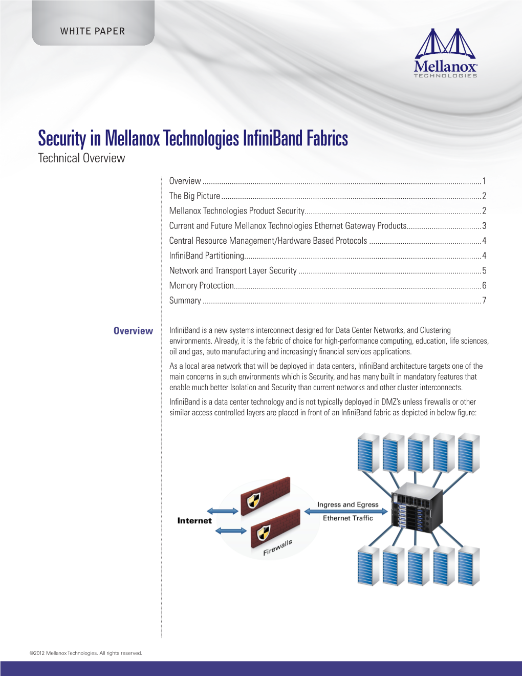 WHITE PAPER: Security in Mellanox Technologies Infiniband Fabrics Page 2