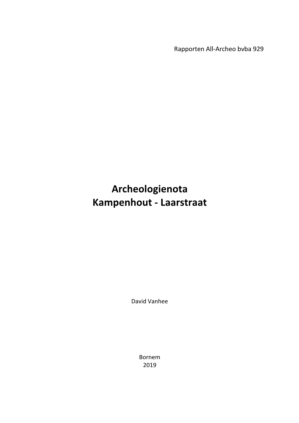 Archeologienota Kampenhout - Laarstraat