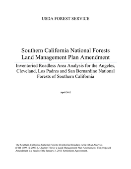 Southern California National Forests Land Management Plan Amendment