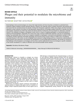 Phages and Their Potential to Modulate the Microbiome and Immunity