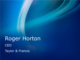 Roger Horton CEO Taylor & Francis