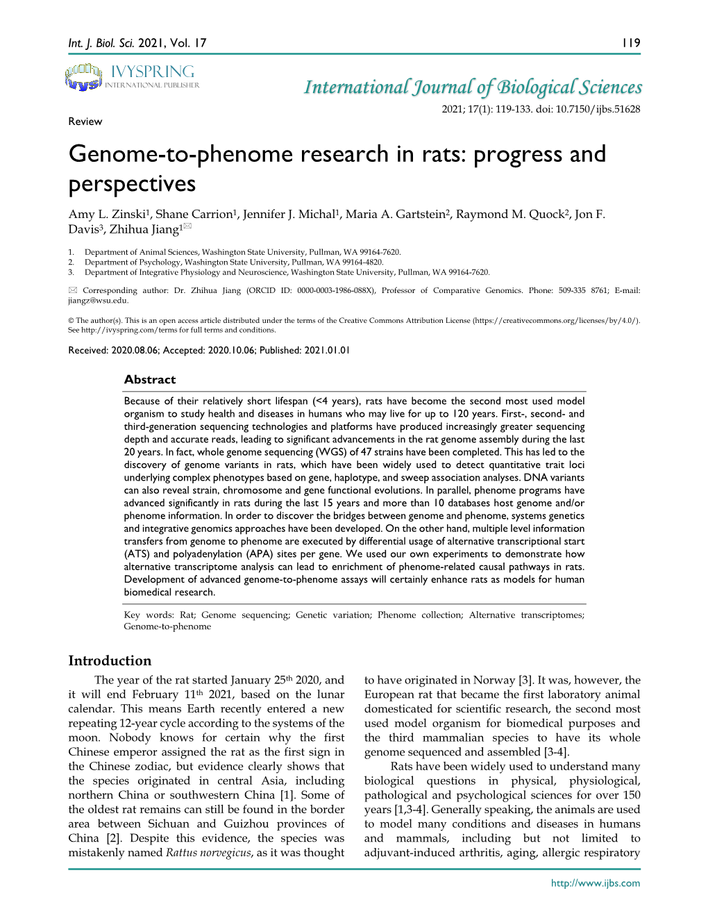 Genome-To-Phenome Research in Rats: Progress and Perspectives Amy L