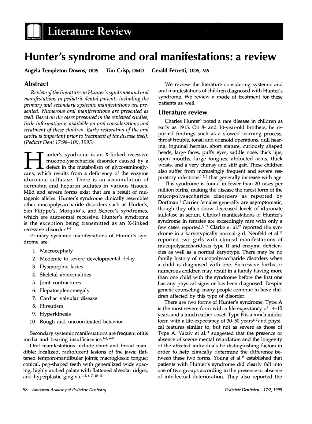 Hunter's Syndrome and Oral Manifestations