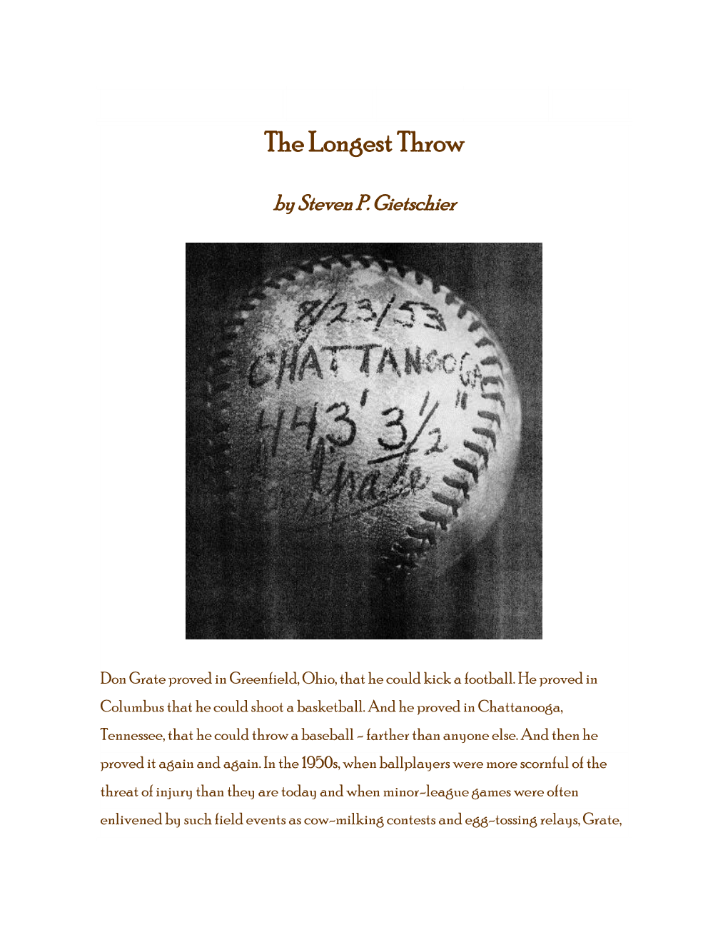 The Longest Throw