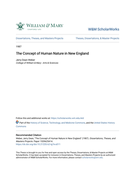 The Concept of Human Nature in New England