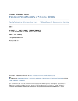 Crystalline Nano Structures