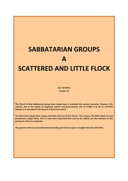 Sabbatarian Groups a Scattered and Little Flock