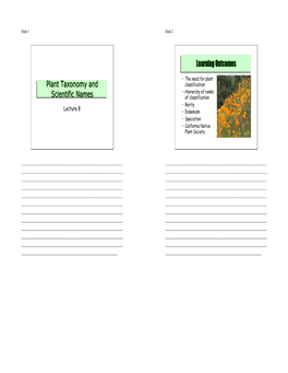 Plant Taxonomy and Scientific Names Plant Taxonomy and Scientific