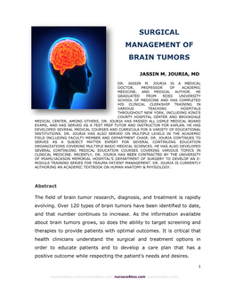 Surgical Management of Brain Tumors
