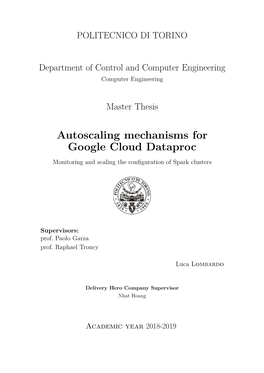 Autoscaling Mechanisms for Google Cloud Dataproc