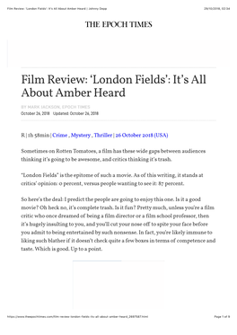 London Fields’: It’S All About Amber Heard | Johnny Depp 29/10/2018, 02:34