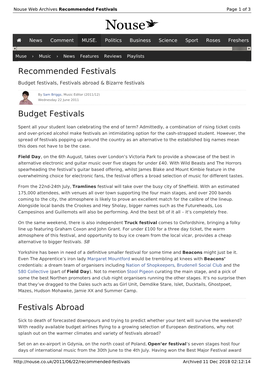 Recommended Festivals | Nouse