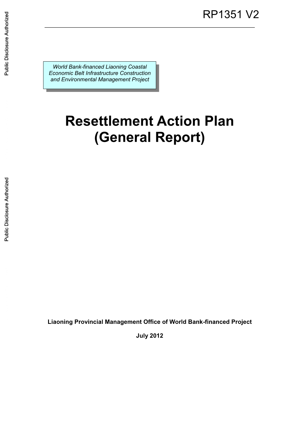 Resettlement Action Plan (General Report)