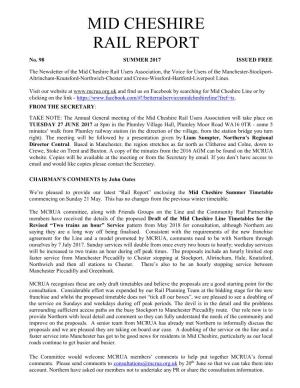 Mid Cheshire Rail Report Edition 98