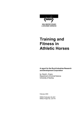 Training and Fitness in Athletic Horses