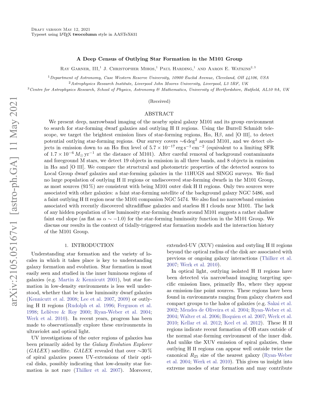 Arxiv:2105.05167V1 [Astro-Ph.GA] 11 May 2021 Ing H II Regions (Rudolph Et Al