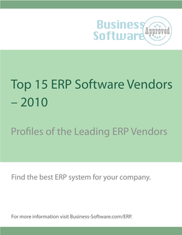 Top 15 ERP Software Vendors – 2010