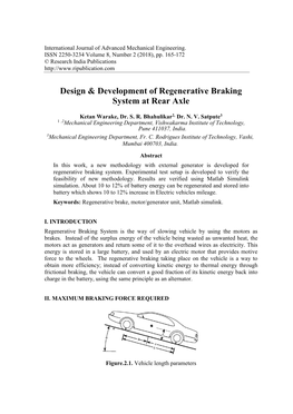 Design & Development of Regenerative Braking System At