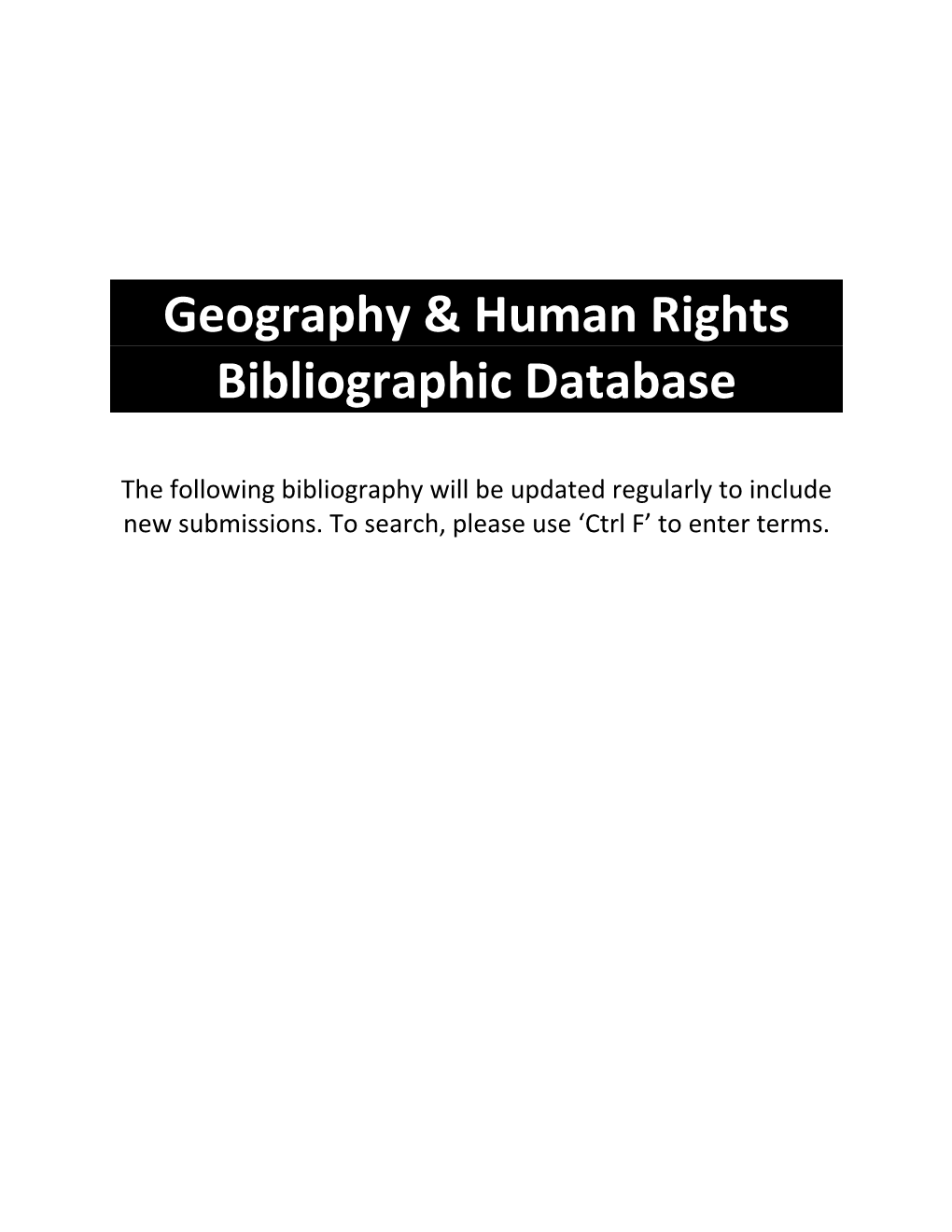 Geography & Human Rights Bibliographic Database
