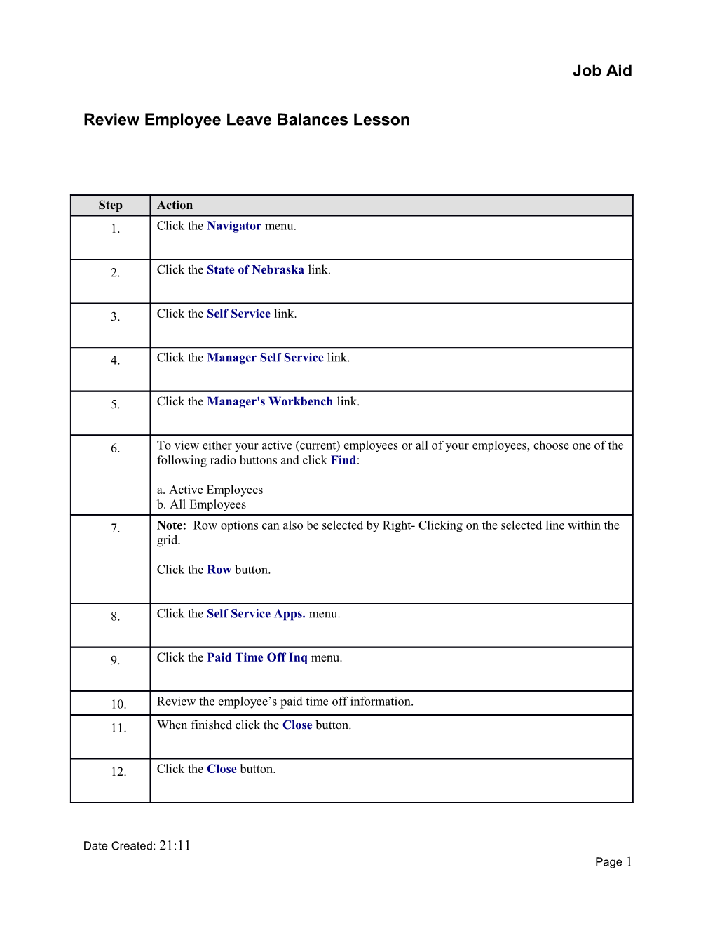 Review Employee Leave Balances Lesson