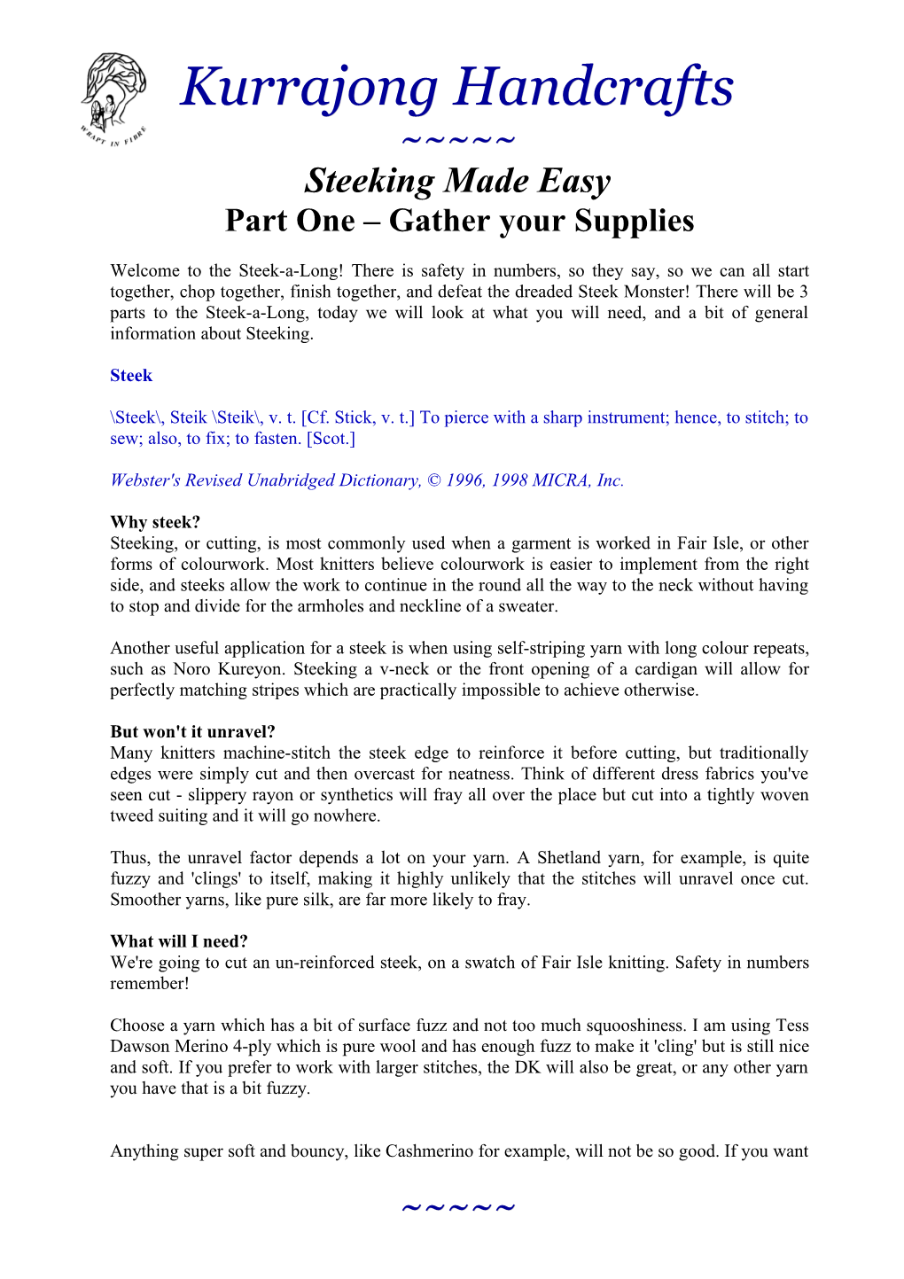 Steeking Made Easy Part One – Gather Your Supplies