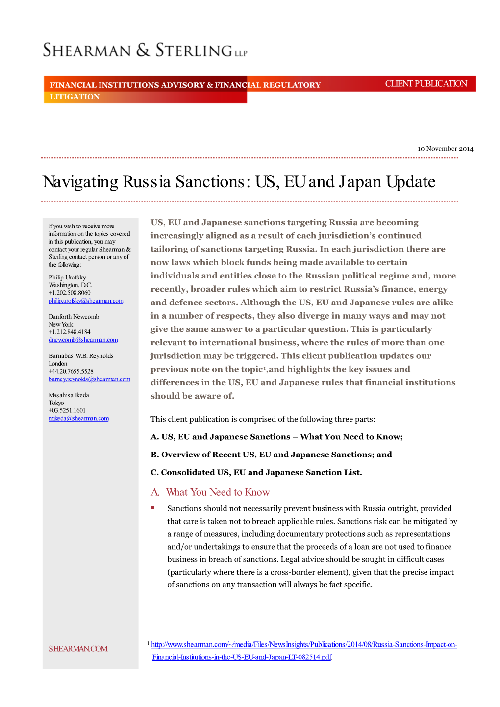 Navigating Russia Sanctions: US, EU and Japan Update