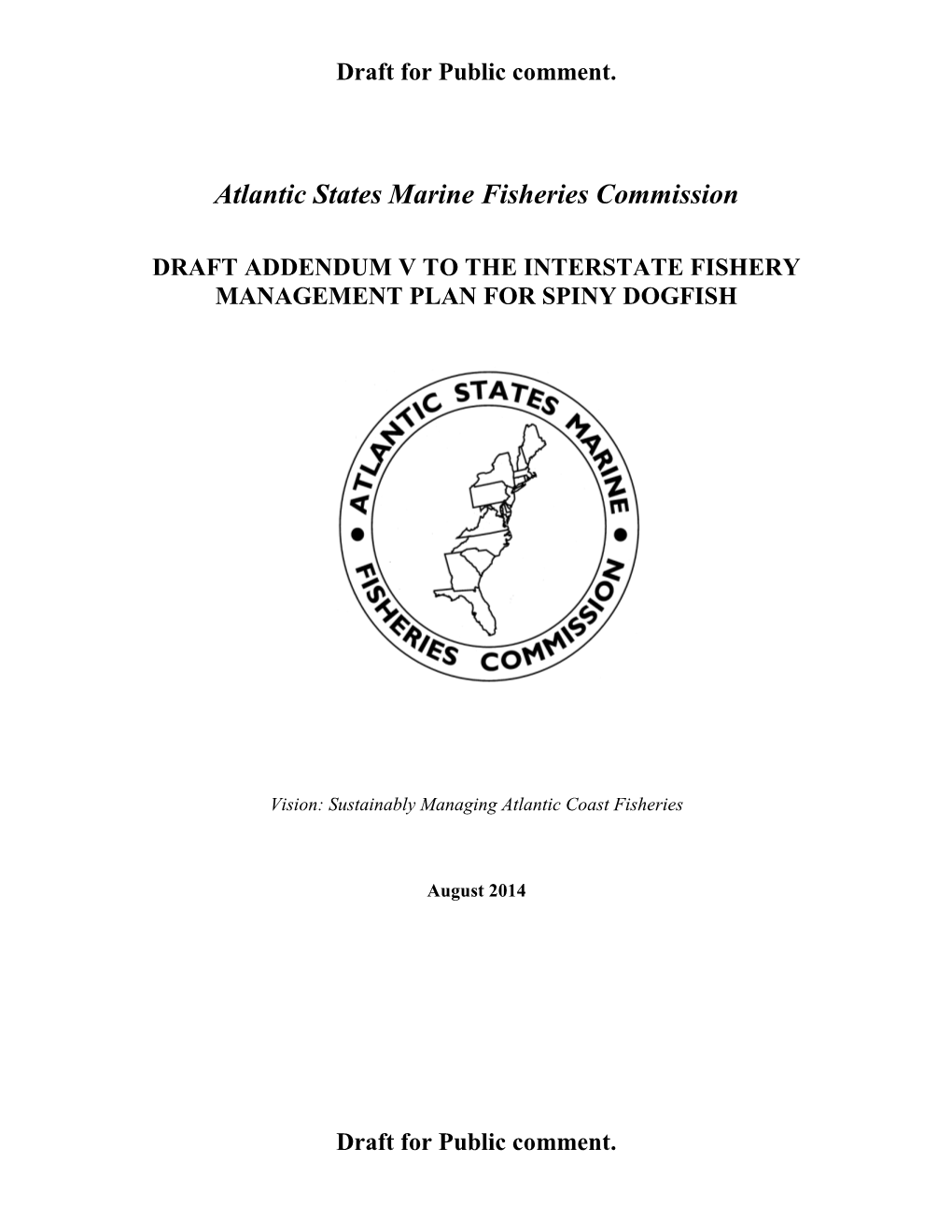 Spiny Dogfish Draft Addendum V for Public Comment