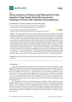 Direct Analysis of Psilocin and Muscimol in Urine Samples Using Single Drop Microextraction Technique In-Line with Capillary Electrophoresis