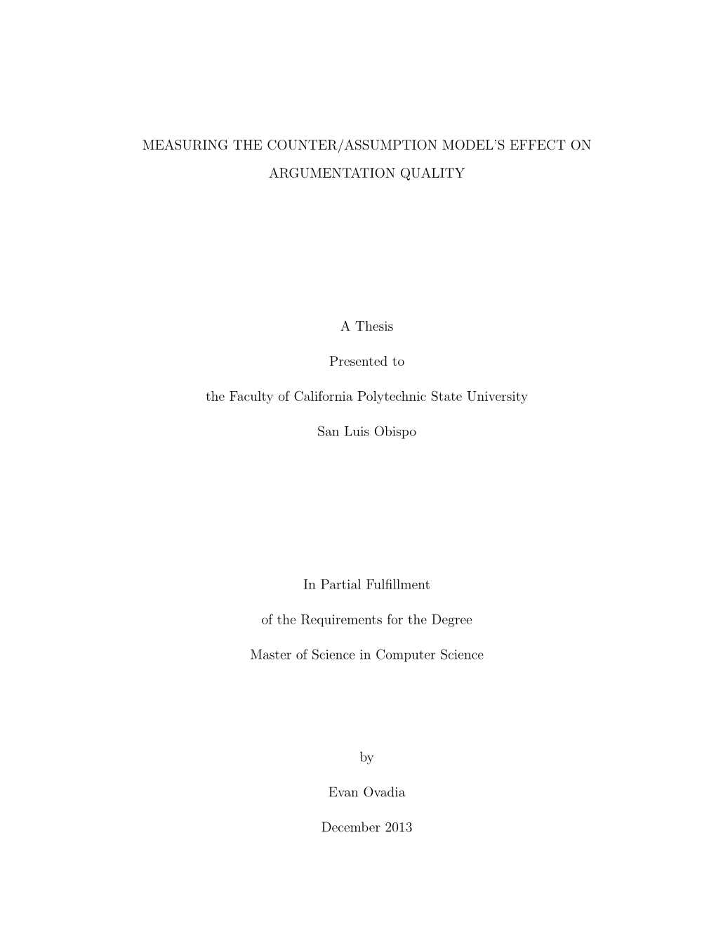 Measuring the Counter/Assumption Model's Effect On