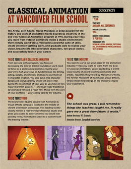 AT VANCOUVER FILM SCHOOL START DATES: JANUARY, MAY, SEPTEMBER Tex Avery