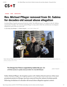 Rev. Michael P Eger Removed from St. Sabina for Decades-Old Sexual Abuse Allegation