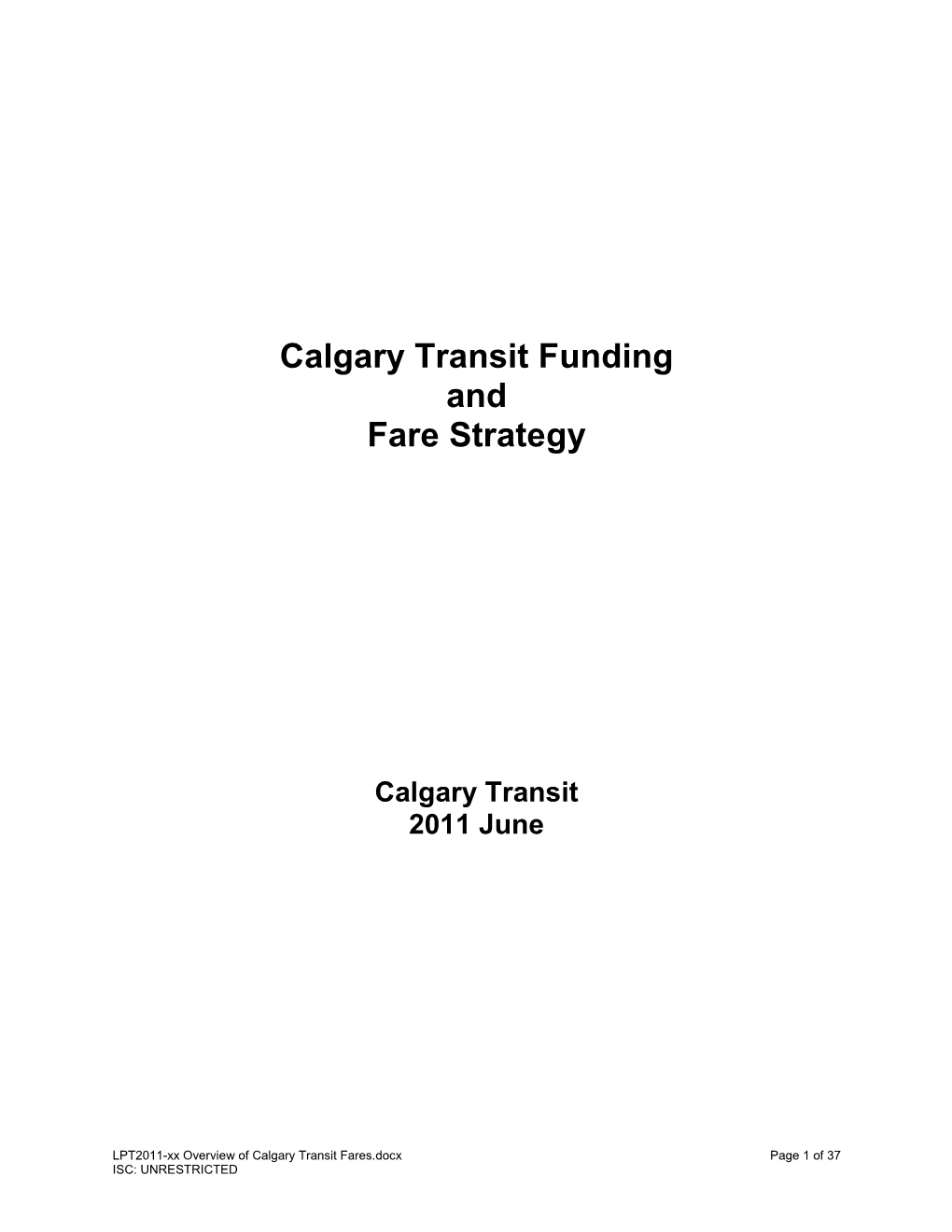Calgary Transit Funding and Fare Strategy