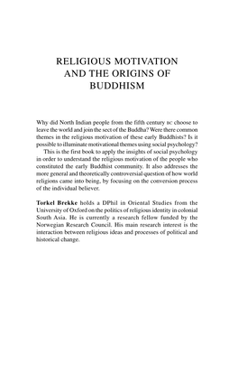 Religious Motivation and the Origins of Buddhism