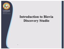 Introduction to Biovia Discovery Studio