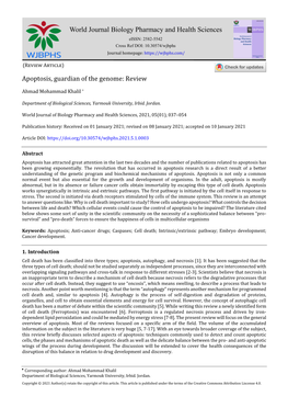 Apoptosis, Guardian of the Genome: Review