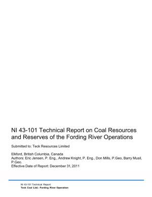 NI 43-101 Technical Report on Coal Resources and Reserves of the Fording River Operations