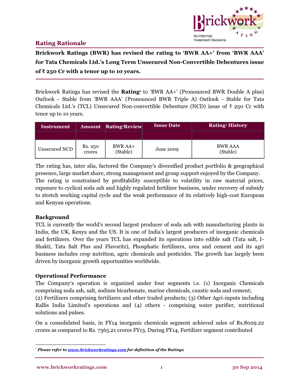 Rating Rationale for JKCL