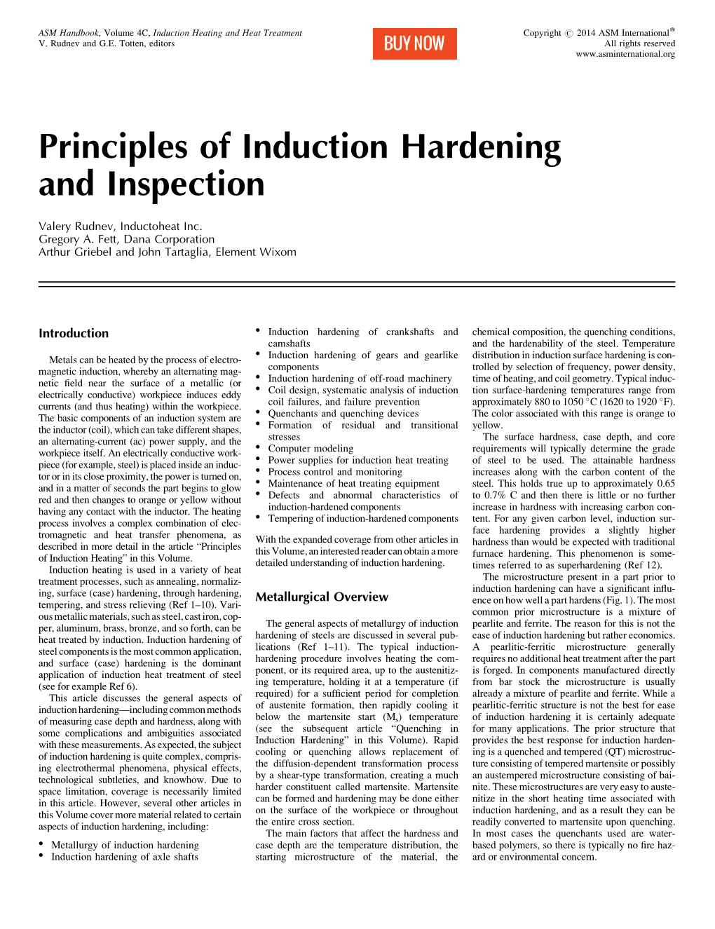 Principles of Induction Hardening and Inspection