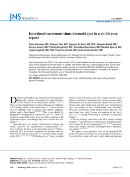 Interdural Cavernous Sinus Dermoid Cyst in a Child: Case Report