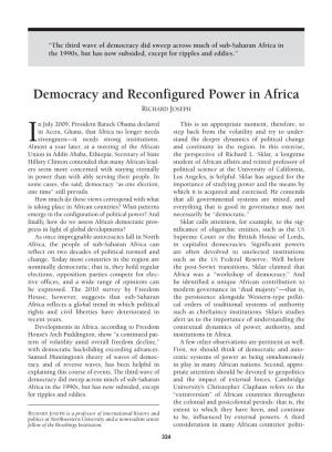 Democracy and Reconfigured Power in Africa Richard Joseph