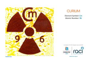 CURIUM Element Symbol: Cm Atomic Number: 96