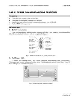 Lab #1 Serial Communication (2 Sessions)